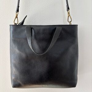 Madewell Ziptop Transport Crossbody Black 100% Leather Bag Purse